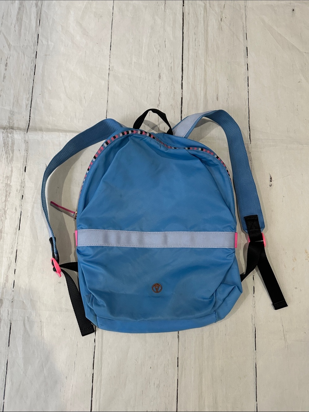Ivivva Light Blue Kids Backpack with Pink Accents lightweight adjustable dance